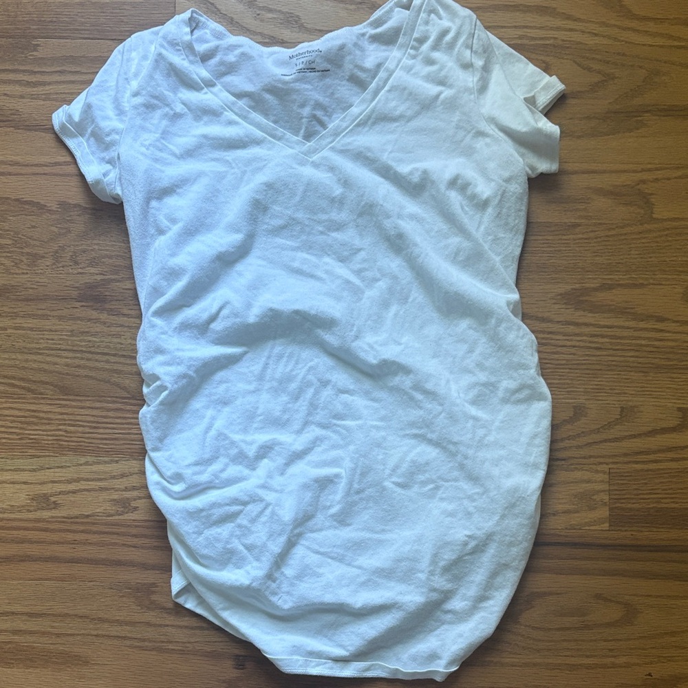 Motherhood Maternity White V-Neck Short Sleeve Top